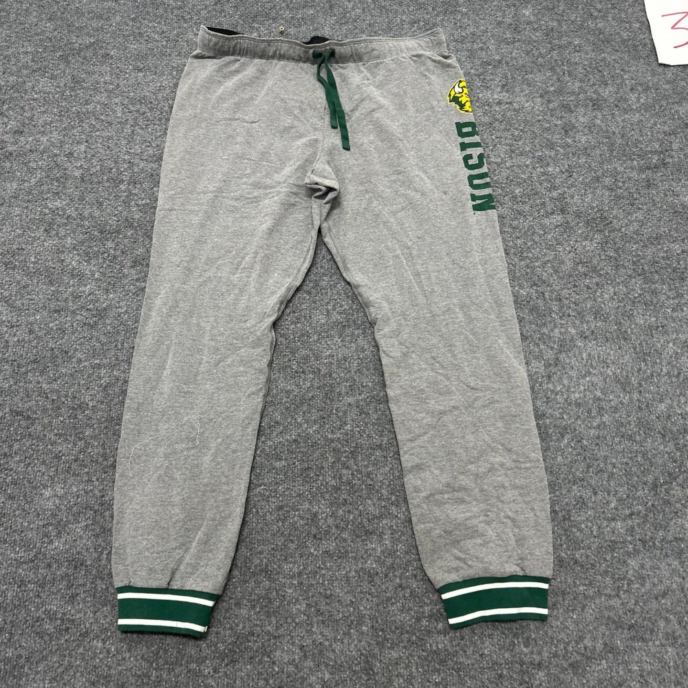 Pink Sweatpants Womens Size L Gray NDSU Bison Collegiate Joggers Cuffed